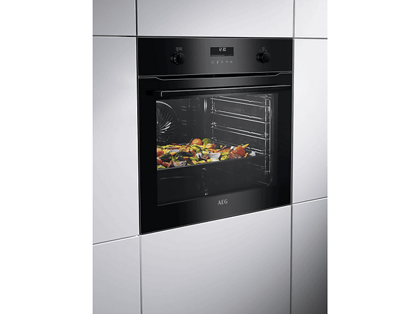 Horno - AEG BPK535060B, Multifunción, Pirolítico, 71 l, Función Grill, 60 cm,  Cristal Negro