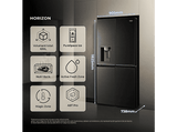 Frigorífico americano - Haier Horizon HCW99F18DIMB, No Frost, 182,5 cm, 630 l, Dispensador Agua y Hielo, Nutribank, Negro