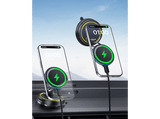 Soporte de móvil para coche - Baseus PrimeTrip VC2 Flex PRO, Carga 15W inalámbrica, Ventosa ultrapotente, Rotación 360º, Universal, Negro
