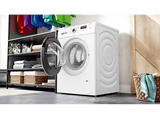 Lavadora carga frontal - Bosch WGE03200ES,Serie 2, 8 kg, 1.200 rpm, 13 programas,  Higiene Plus, Motor EcoSilence,  Blanco