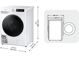 Lavadora secadora - Samsung WD11DG6B85BEU3, 11kg, 6kg, 1400 rpm, Autodosificación, AI Wash, Air Wash, Blanco