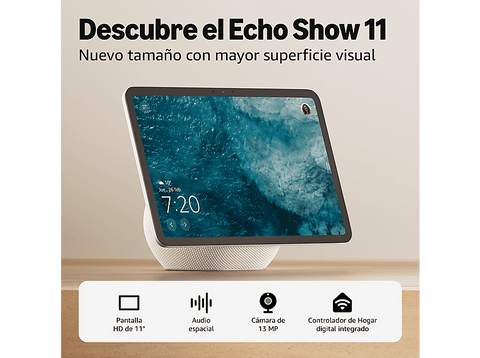 Altavoz inteligente - Amazon Echo Show 11, Pantalla Táctil Full HD 11.95”, Cámara de 13 MP, Blanco glaciar