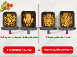 Freidora de aire - Moulinex Dual Easy Fry Stack EZ7568, Doble cesta vertical, Sistema Genius, 10 L, 7 Programas automáticos, Compacta, Negro