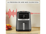 Freidora de aire - moulinex Easy Fry Silence EZ551H, 1680W, 5L, Tecnología silenciosa, 10 programas, Pantalla táctil, Extra Crisp, Gris