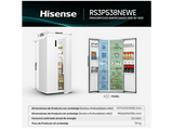 Frigorífico americano - Hisense RS3P538NEWE, No Frost, 178.6 cm, Kitchen Fit, Inverter, 527 l, Blanco