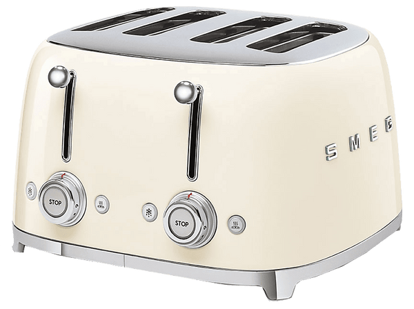 Tostadora - Smeg TSF03CREU,  2000 W, 6 Niveles, Rebanadas cortas, Crema