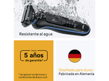 Afeitadora - Braun Series 5 52-B1000S, 3 láminas de corte SkinFlex, Modo turbo, 50 min autonomía, Afeitado en seco y en mojado, Azul