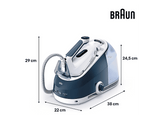 Centro de planchado - Braun CareStyle 5 IS5245BL, 2400 W, Golpe de vapor 480 g/min, 7 bar, Suela de Eloxal, Ergonómico, Azul