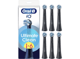 Recambio para cepillo dental - Oral-B iO Ultimate Clean, Pack de 6 unidades, Negro