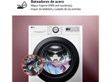 Lavadora carga frontal - LG F4WR5011A6F, 11 kg, 1400 rpm, 11 programas, AI Direct Drive™, Steam™, Blanco