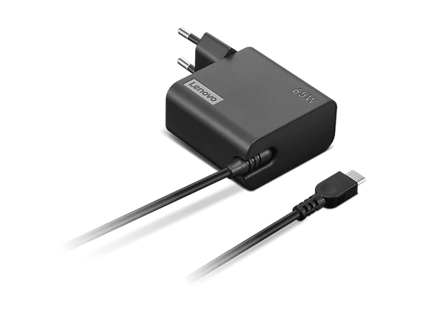 Cargador para portátil - Lenovo 65W USB-C Adaptador de Pared, EU Pin, 100-240V, Negro