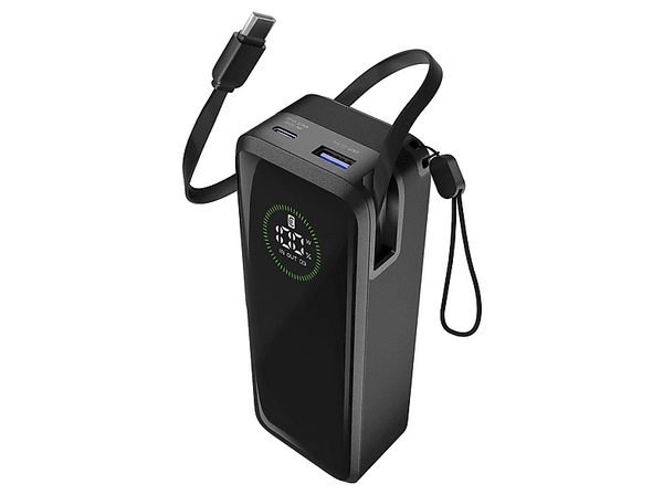 Powerbank - CellularLine Roller, 20000 mAh, Carga rápida, 65 W, 144 horas, USB-C, USAB-A, Negro