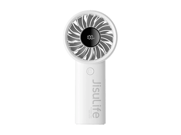 Mini ventilador - JisuLife Life4, 3600mAh, Pantalla Digital, Autonomía de 2.5-13h, Blanco