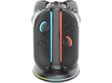 Base de carga - Ardistel Blackfire Quad Charger for Joy-Con RGB LED, Carga cuádruple, Iluminación RGB LED, Negro