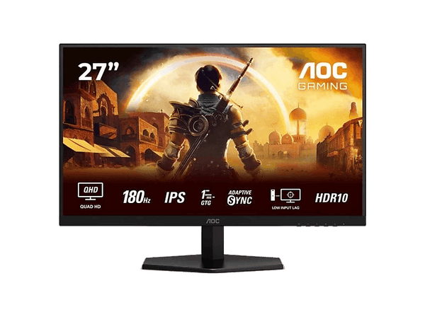 Monitor gaming - AOC Q27G42XE, 27" QHD, 180Hz, 0.5ms MPRT, 1ms GtG, Fast IPS, G-Sync Compatible, Bajo Retraso de Entrada, Negro