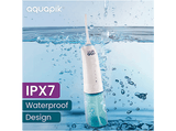 Irrigador - Aquapik GO X, 5 Boquillos, USB/AC, 1400 - 1800 Pulsaciones, 3 niveles de potencia, Blanco