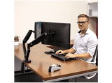 Brazo para monitor doble - Fellowes Platinum Series, Rotación 360º, USB, Negro