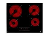 Placa vitrocerámica - Teka TZ 6415, 4 zonas, Zona grande 21 cm, Touch Control, 60 cm, Negro