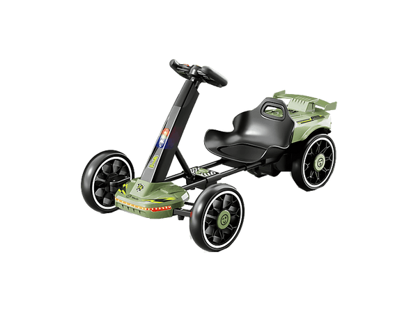 Kart eléctrico - Youin SC1005, 5 km/h, Carga máx. 30 kg, 2h Autonomía, De 3-8 Años, Mando a Distancia, Plegable, Doble Motor, Música, Negro y verde