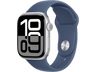 Apple Watch Series 10 (2024), GPS + Cellular, 42 mm, Gesto de doble toque, Caja de aluminio plata, Correa deportiva Azul denim, Talla M/L