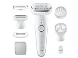 Depiladora - Braun Silk-épil  9-061, Depiladora de arranque, rasuradora y exfoliante, 3 cabezales y 1 peine extra, Piel suave duradera, Blanco y Plata