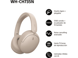 Auriculares inalámbricos - Sony WH-CH735NC, Cancelación ruido/Noise Cancelling, 75h, Carga Rápida, Plegable, Bluetooth, Llamadas nítidas con IA, Crema