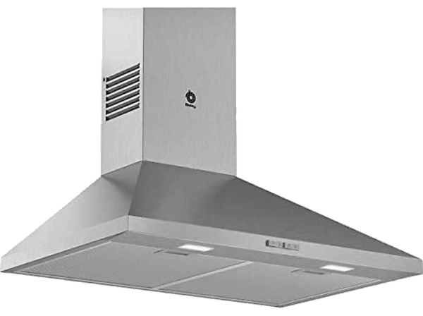 Campana decorativa - Balay 3BC676MX, Decorativa, Iluminación LED, 600 m3/h, Filtro aluminio, Inox