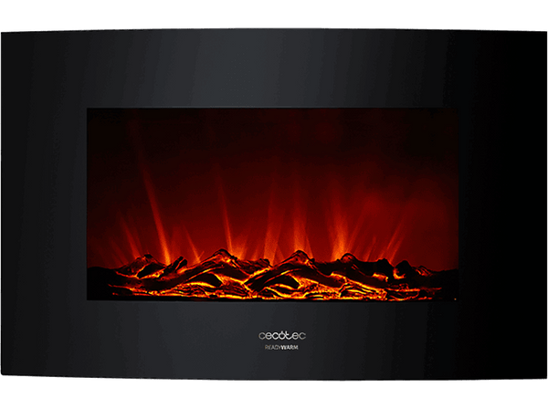 Chimenea - Cecotec Ready Warm 3500 Curved Flames, 35", 2000W, 30m², 2 modos, Control remoto, Negro
