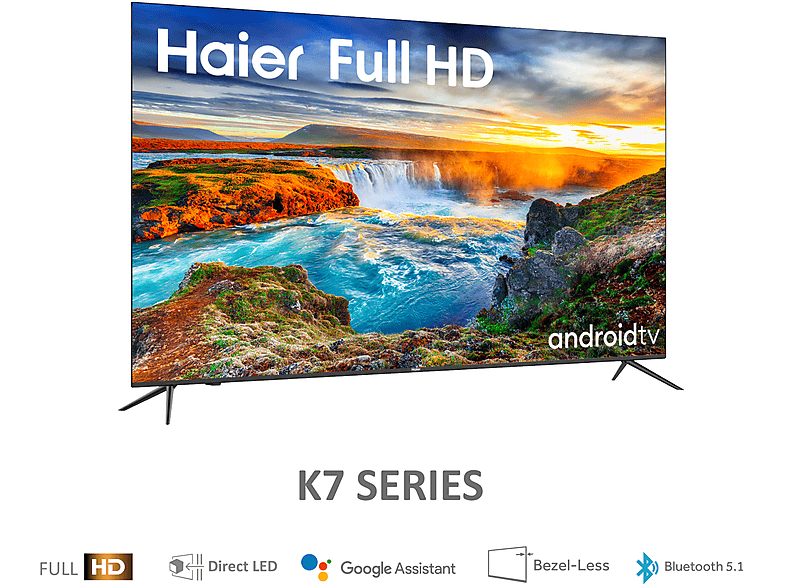 TV LED 32 - Haier K7 Series H32K702FG, Smart TV (Android TV 11), Full HD, Direct LED, Dolby Audio, Smart remote control, Negro