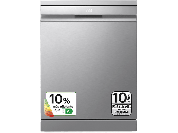 Lavavajillas - LG DF587HVS, 10 servicios, 10 programas, 60 cm, Lavado a vapor, Acero  antihuellas