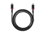Cable USB-C - Baseus Dura, Tipo-C a Tipo-C, 100 cm, Carga ultrarrápida, Protección inteligente a sobrecargas, Alta resistencia, 100W, Negro y Rojo