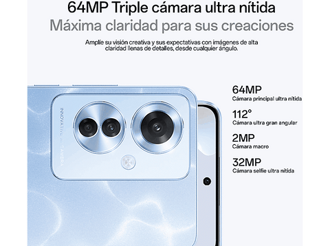 Móvil - OPPO Reno 11 F, Azul, 256GB, 8GB RAM, 6.7