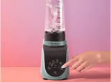 Batidora de vaso - Moulinex Blend Up Essential LM1E04, 800 W, 6 Programas, Botella hermética, 700 ml, Cuchillas Powelix, Compacta, Eucalipto