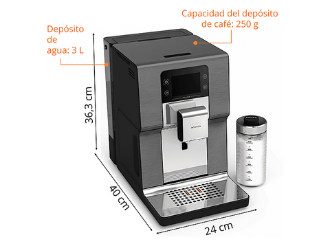 Cafetera superautomática - Krups Intuition Experience Hot&Cold, Pantalla táctil , 36 Recetas, Jarra de leche, Titanio, 15 bar, 2 tazas, Negro