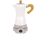 Cafetera tradicional - Jocca 2188, 0.26 l, Aluminio, 480 W, 6 Tazas, Italiana, Eléctrica, Sin Cables, Blanco/Madera