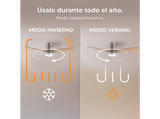 Ventilador de techo - Cecotec EnergySilence Aero 5600 Classic Acero, Motor DC 40 W, Luz LED 18 W, 6 Velocidades, Mando, 3 aspas, Plateado
