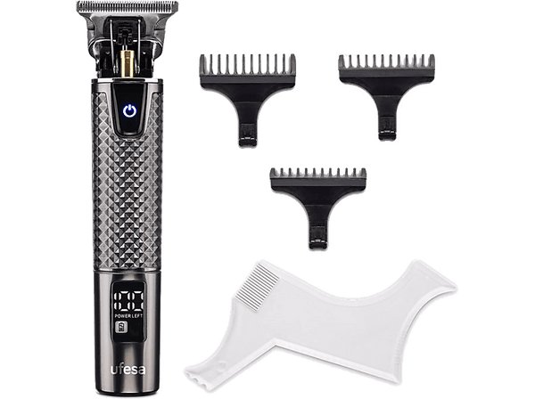 Cortapelos - Ufesa LCD CP Razor Fade, Autonomía de 150 min, 3 Peines fijos, Con y sin cable, Corte precisión 40 mm, Negro