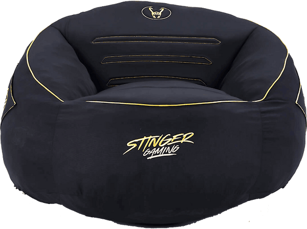 Puff gaming - Woxter Stinger, Tela hidrófuga, Doble costura seguridad, Cremallera seguridad, Múltiples compartimentos, Black & Golden