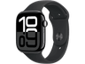 Apple Watch Series 10 (2024), GPS, 46 mm, Gesto de doble toque, Caja de aluminio Negro azabache, Correa deportiva Negra, Talla M/L