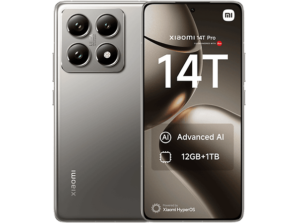 Móvil - Xiaomi 14T Pro, Gris Titanio, 1 TB, 12 GB RAM, 6.67" 1.5K, Mediateck Dimensity 9300+, 5000 mAh, Android-HyperOS
