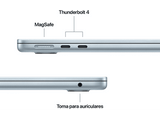 Apple Macbook Air (2025) 13.6 Retina, Chip M4 Apple,  CPU de 10 núcleos, GPU de 10 núcleos, 16 GB RAM, 512GB de SSD, Azul cielo