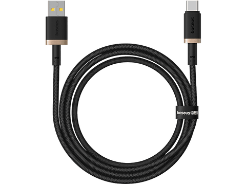 Cable USB a USB-C - Baseus DURA, USB a Tipo-C, Carga rápida, Cable trenzado ultrarresistente de 200 cm, Universal, 60W, Dorado y Negro