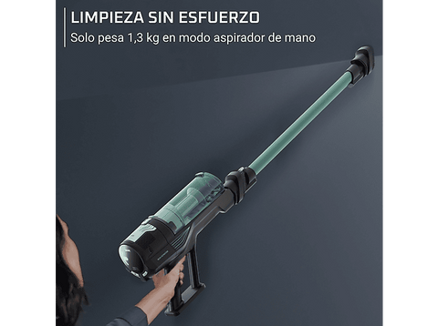 Aspirador escoba - Rowenta X-FORCE 8.80 RH1833, 250 W, 100 AW, 45 min Autonomía, 0.44 L, Ligera, 1.3 Kg, Limpieza 4 en 1, Verde, Gris
