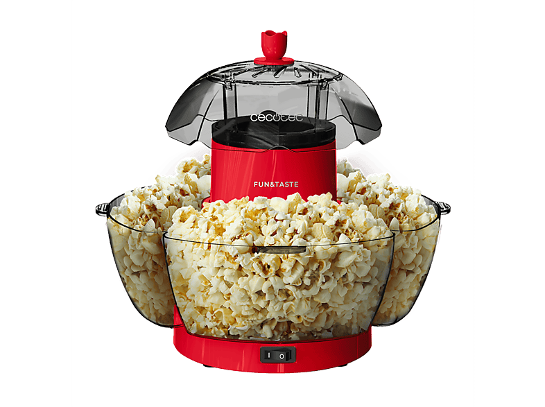 Cecotec Fun&Taste P'Corn Lotus 1200 W Listas en 2 minutos 4 recipientes extraíbles Diseño compacto Palomitas dulces y saladas Rojo
