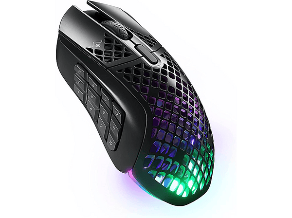 Ratón gaming - SteelSeries Aerox 9 Wireless, Inalámbrica, 2,4 GHz y Bluetooth 5.0, 18000 DPI, 180h Autonomía, 18 Botones, Negro