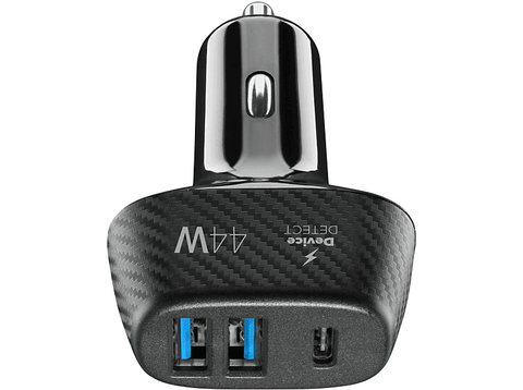 Cargador coche - CellularLine CBRUSB3PD44WK, 3 Puertos USB, Negro
