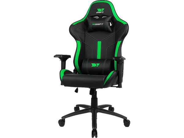Silla gaming - Drift DR350, Polipiel, Reposabrazos 4D, Ruedas silenciosas, Inclinación, Verde