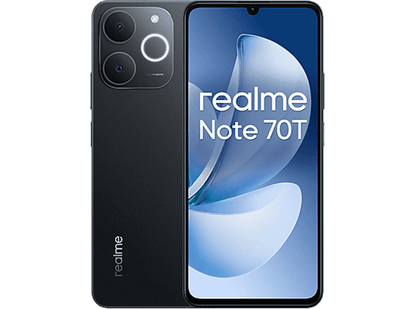 realme Note 70T, Negro Obsidiana, 128 GB, 4 GB RAM, 6.74 " HD+, 90Hz, LCD, Unisoc T7250 de 8 núcleos, 6000 mAh