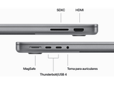 Apple MacBook Pro (2023) MTL73Y/A, 14,2, Chip M3, CPU de 8 núcleos, GPU de 10 núcleos, 16 GB RAM, 2TB de SSD, USB-C de 96W, macOS, Gris Espacial