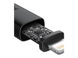Cable USB - Baseus Dura, Lightning a USB-C, 100 cm, 20W, Carga rápida, Ultrarresistente, Negro y Dorado